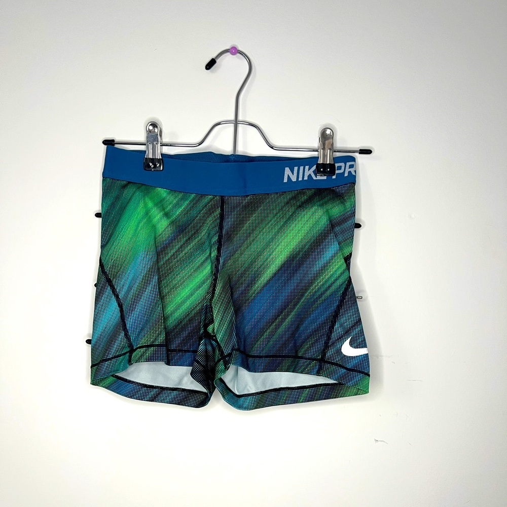 Nike pro shorts, ocean colors